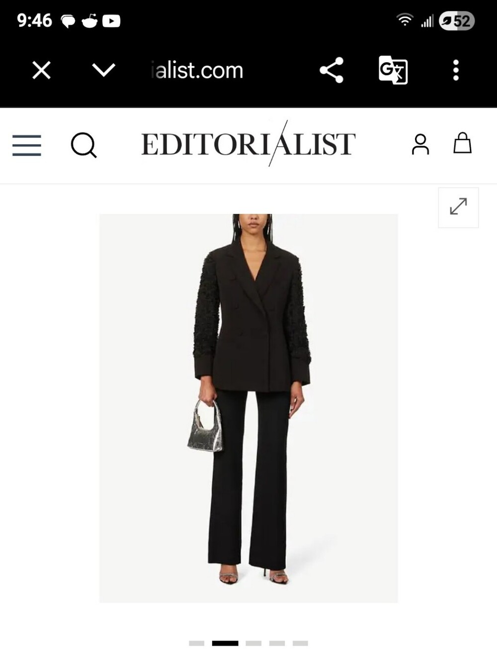 Amylynn Double-Breasted Black Blazer With Floral Applique Sleeves